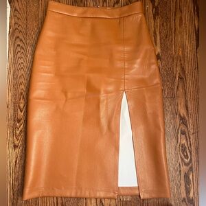 Aritzia Camel Leather Skirt